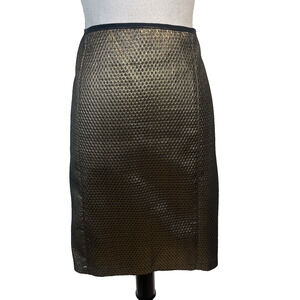 M.S.S.P. Skirt sz 12 Gold Diamonds Straight Knee Pleats Career Cocktail Wedding